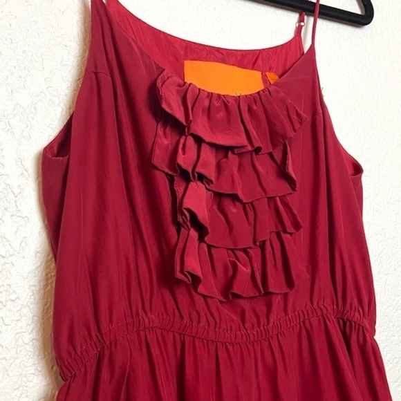 WYL Red 100% Silk Spaghetti Strap Short Dress M - Picture 3 of 5